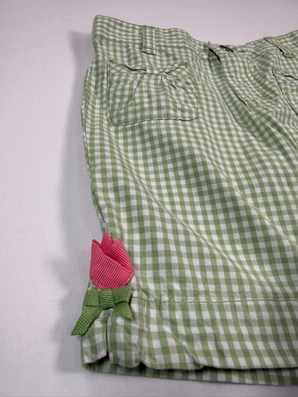 GYMBOREE‎ Green Gingham Shorts Girls Size 4 Cottagecore Preppy Spring Summer